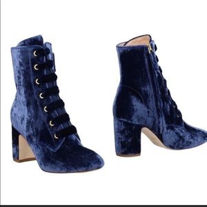 Polly Plume Ally K Lace-Up Velvet Booties